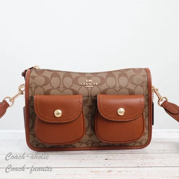 NWT Coach C5675 Pennie Crossbody With Coin Case In Signature Canvas Khaki - Picture 3 of 15